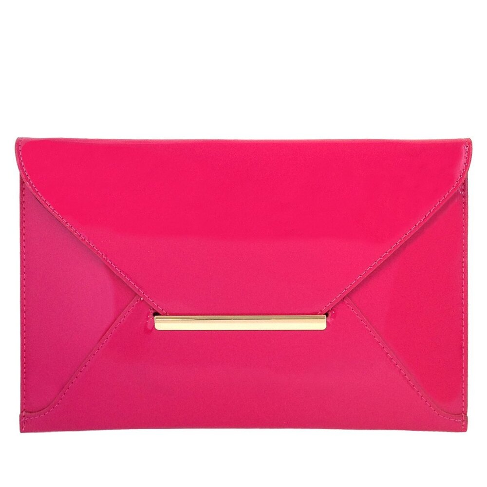 3723 Faux Patent Leather Candy Envelope Clutch Bag with Gold Hardware